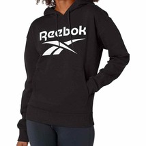 Reebok Logo Front Women’s Pullover Fleece Hoodie Sweater Small Black - £20.36 GBP