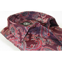 Men's Silky Paisley Floral Shirt By JT Milano AVM Slim Fit 6008-52 Burgundy image 3
