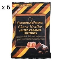 6 x Fisherman&#39;s Friend Choco Mento Salted Caramel Candy 25g - £19.05 GBP