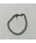 Monet Etched Curb Chain Silver Tone Bracelet Foldover Clasp Costume Jewe... - £10.51 GBP