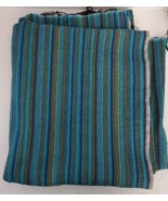 54&quot; x 60&quot; 1970s Cotton Fabric Striped Retro Blue Crafts Clothing Covers ... - $29.69