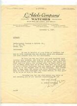 L Adels Company Watches Letterhead W 48th St New York 1937 - $17.82