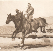 WWI Army Soldiers Horse Jumping Equestrian Riding El Paso Texas RPPC Postcard - £22.71 GBP