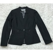 Tahari Lapeless Blazer Jacket Black One Button Pockets Lined Career Wome... - $29.69