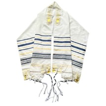 Jewish Tallit Prayer Shawl Blue, Silver &amp; Gold 72 x 22&quot; Bar Mitzvah Gift Israel - $19.39