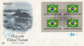 ZAYIX - United Nations FDC Flags of Nations block Brazil Artcraft 031823-SM79 - £1.60 GBP