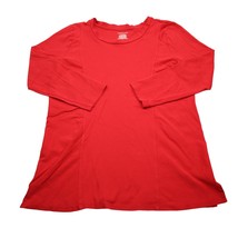 Westbound Shirt Womens L Red Long Sleeve Solid Crew Neck Side Hem Slit Basic Top - £17.89 GBP