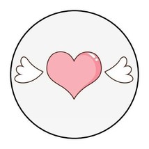 30 Heart with wings Envelope Seals Labels Stickers 1.5&quot; Round - £5.89 GBP