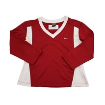 Nike Shirt Womens M Red White Long Sleeve VNeck Athletic Pullover T Shirt - £16.47 GBP