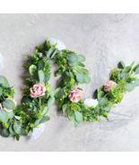 6.5ft peony Eucalyptus Garland, Wedding garland,artificial baby&#39;s breath... - $843.64 MXN