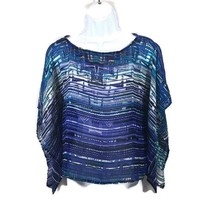 Material Girl Sheer Top Blue Abstract Size Small - $21.78