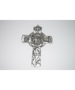 Saint Michael Pewter Cross Pray For Us JCC 2002 5&quot; x 3 1/2&quot; - $25.50 CAD