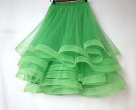 Green Layered Tulle Skirt Outfit Women Plus Size Fluffy Tulle Tutu Skirt image 2