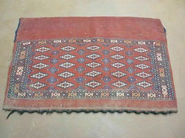 2.5&#39; X 4&#39; Antique Handmade Turkoman Tribal Wool Rug Cushion Case Yamud Soumak - £261.89 GBP
