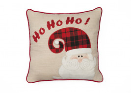 13&quot;x13&quot; Beige and Red Christmas Hohoho Polyester Pillow - £41.93 GBP