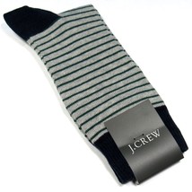 J.Crew Men&#39;s Dress Socks Thin Stripe Pattern Heather Gray &amp; Olive Green One Size - £11.57 GBP
