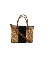 16" Women's Cowgirl Western Floral Hand-Tooled Black Leather Purse Handbag Tote - €189,10 EUR