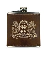 Cavanaugh Irish Coat of Arms Leather Flask - Rustic Brown - $474.99 MXN