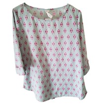 Pink Owl Apparel Mint Green with Pink Design Short Sleeve Blouse - £13.59 GBP