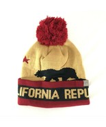 Cirque CA California Beanie Hat Bear Pom Cuffed Burgundy Brown One Size - £6.19 GBP