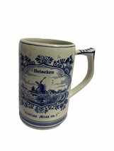 Vintage Delft Blue &amp; White Pottery Heineken Tankard Dutch Windmill  Scen... - £13.80 GBP