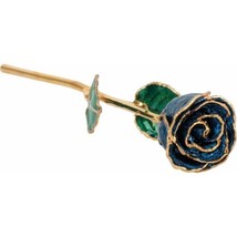 24k Gold Dipped Sparkle Blue Lacquer Real Rose Valentine&#39;s Day Holiday Gift - £76.66 GBP