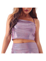 Purple Blouse Holiday Camisole Party Crop Top - £10.76 GBP