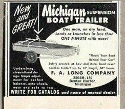 1957 Print Ad Michigan Boat Trailers F.A. Long Co. Benton Harbor,MI - £6.36 GBP