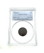 1914-D 1C Lincoln Cent Graded by PCGS as VG10 Very Good Brown - €237,88 EUR