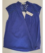 Heartloom Womens Blue Lace Shoulder top blouse Sleeveless Wrap Front Sz ... - $55.73 CAD