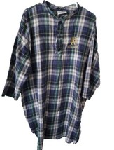 Vintage Plaid Notre Dame Pajama Night Dress Shirt Embroidered University... - $19.39