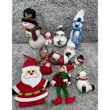 A Lot Of 11 Snowman Santa Christmas Decorations Home Fabric stuffed plush - $15.12