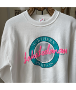 Vintage Jerzees Russell White Puffy Graphic Lake Leelanau Northern Michi... - $33.72 CAD