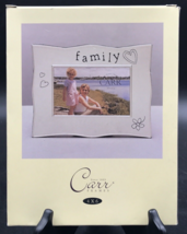 Family Silver Tone Hearts &amp; Flower 4x6 Photo Picture Frame Carr Burnes o... - $9.49