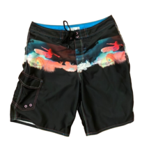 Ocean Pacific OP Black Coral Tropical Swim Board Shorts Mens 34 Beach Summer - £10.79 GBP