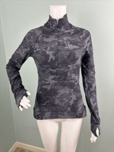 Lululemon Outrun the Elements 1/2 Zip Incognito Camo HTR Black Size 6 - $42.56