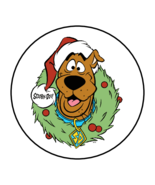 30 Scooby Doo Christmas Envelope Seals Labels Tags Favors Stamps 1.5&quot; Ro... - $7.99