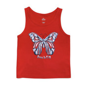 Way to Celebrate USA Free To Fly Butterfly Tank Top Red Girls size XXL (18) - $10.39