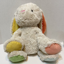 Kelly Toy Soft Lovey Plush Tan Easter Bunny Multicolor Feet and Ears 13 in - £11.55 GBP