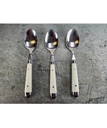 3 Jean Dubost Dinner Spoons Flatware Ivory Handles Set Silverware USED - £10.08 GBP