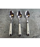 3 Jean Dubost Dinner Spoons Flatware Ivory Handles Set Silverware USED - $12.82