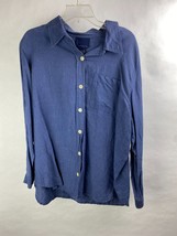 Venezia Womens 14/16 Solid Blue Linen / Cotton Button Down Shirt - Longs... - £10.35 GBP