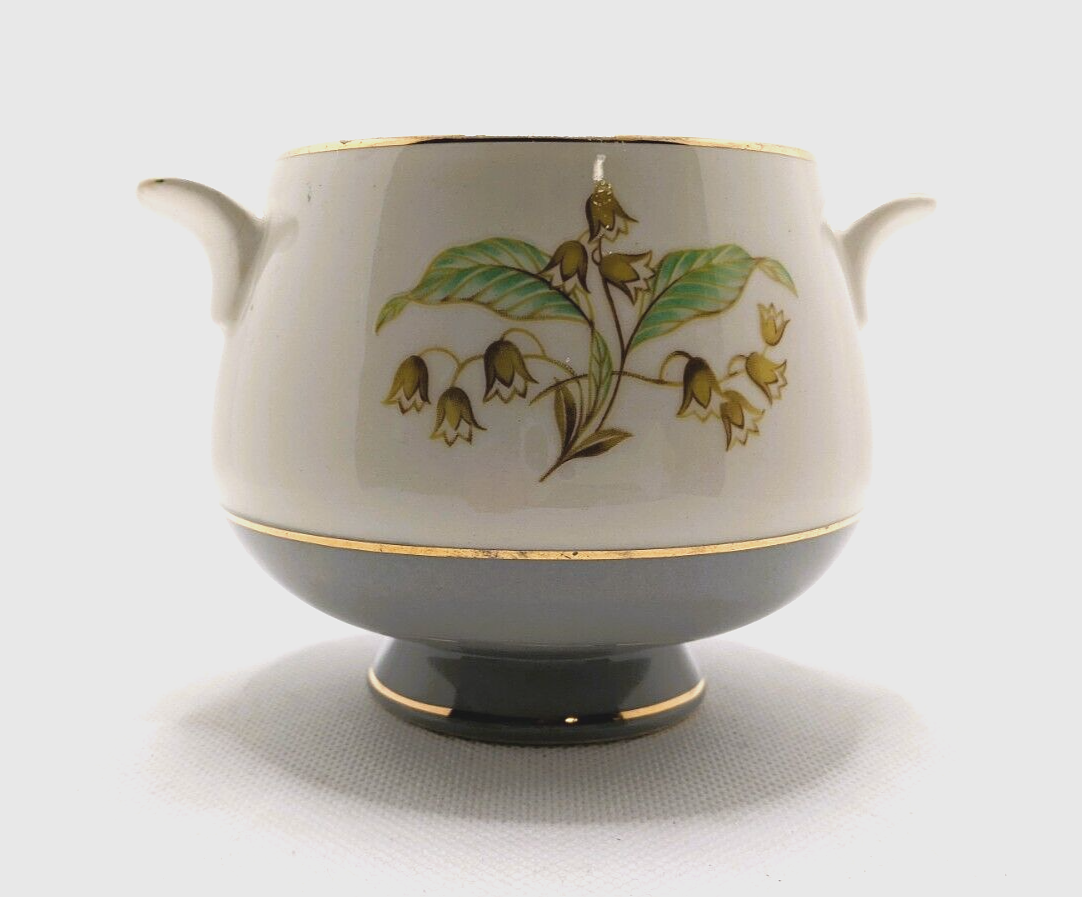 Homer Laughlin Lily of Valley Cavalier Eggshell Sugar Bowl Gold Trim 1953-1966 - £14.38 GBP