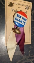 Vintage New York Giants Ribbon Pin - NFL Yale Bowl original card footbal... - £62.42 GBP
