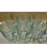 Seabreeze Arcoroc Coffee Mugs (12) CLEAR Glass 3-1/4&quot; x 3&quot; Ribbed Swirl - $37.00