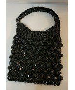 Vintage Barbara Lee Black Beaded Evening Bag - 1960s Italy Large Faceted... - $24.18