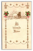 Best Wishes For Christmas Ship at Sunset Arts &amp;Crafts Embossed DB Postcard A16 - £3.58 GBP