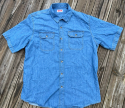 Wrangler Blue Short Sleeve Button Up Denim Shirt with Pockets Mens Workw... - £13.62 GBP
