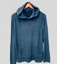 Theory Men&#39;s Large Hoodie Sweatshirt Cotton Terry Denim Blue Kangaroo Po... - $39.59