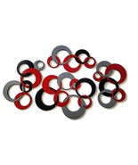 Razzy Red &amp; gray Circles Wall Art, Modern Circle Wall Hangings, 60x36/BI... - $579.15